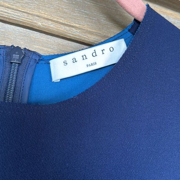 Sandro Paris Remind Blue Dress size 3 - Picture 10 of 14